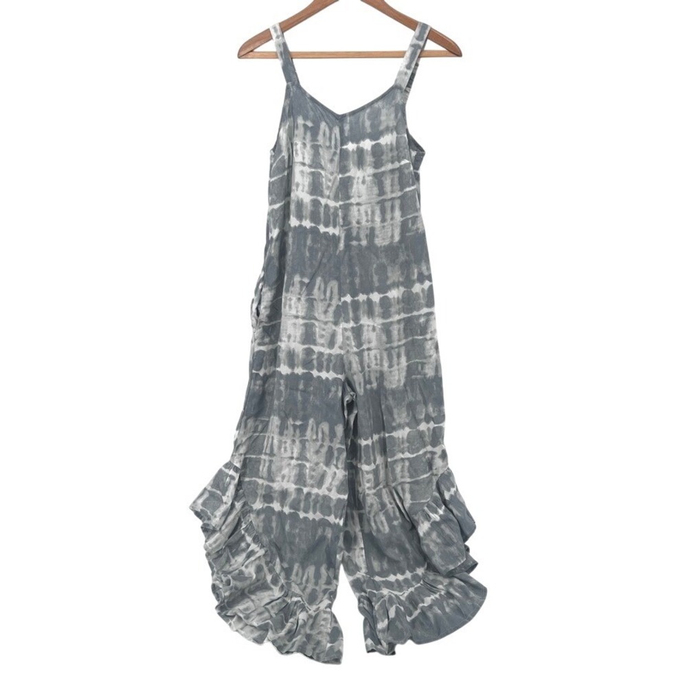 Japna Tie‎ Dye Ruffled Leg Sleeveless Jumpsuit Overalls Romper Soft Girl Size S